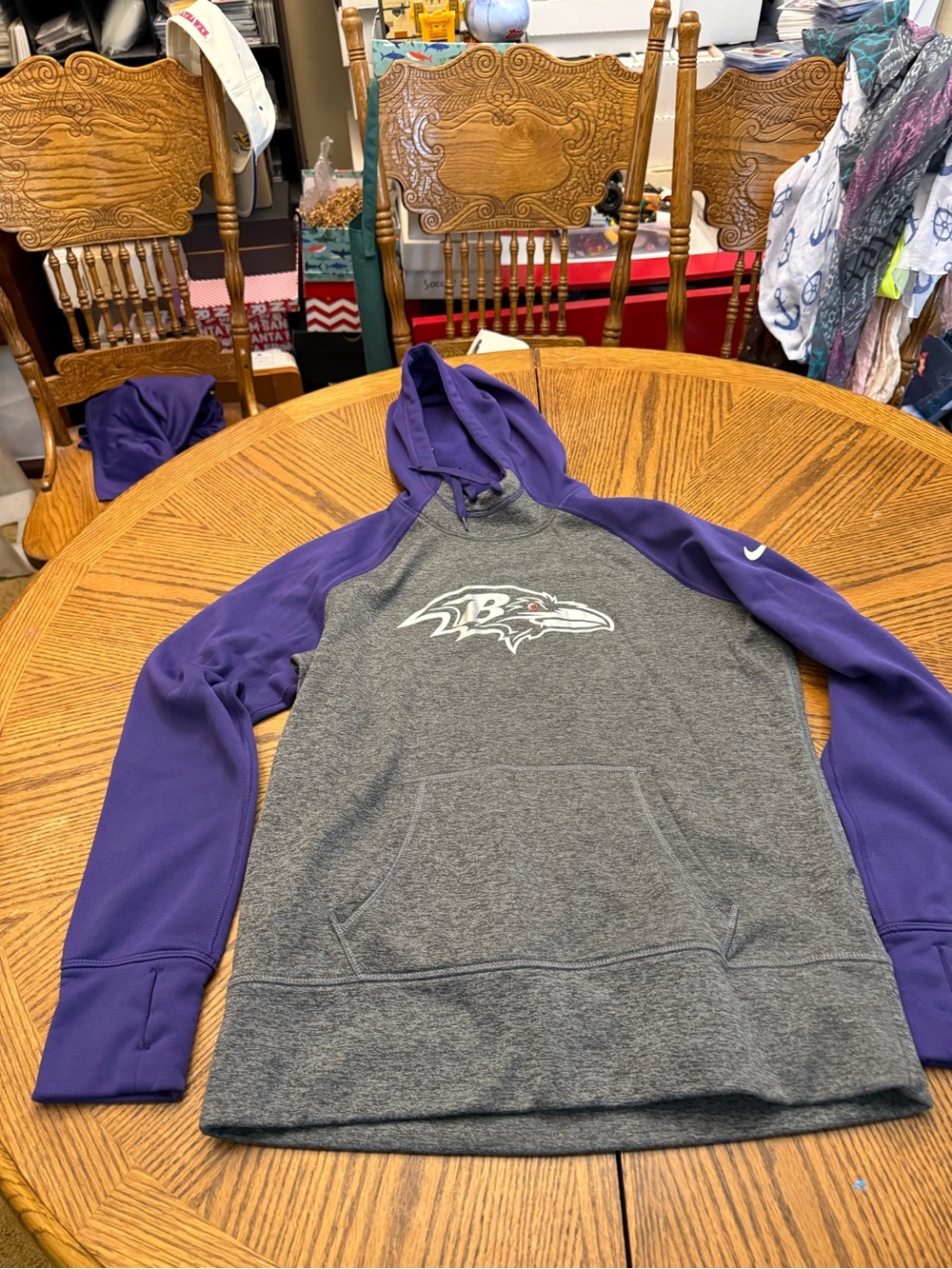 NFL Baltimore Ravens Gray and Purple Raglan Hoodie